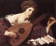 TERBRUGGHEN, Hendrick Woman Playing the Lute dsru oil painting artist